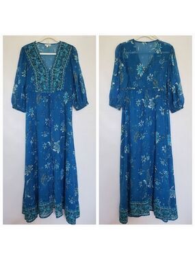 MONSOON BEACH MAXI DRESS SPRING SUMMER COVERUP POOL CRUISE RESORT WOMEN MED